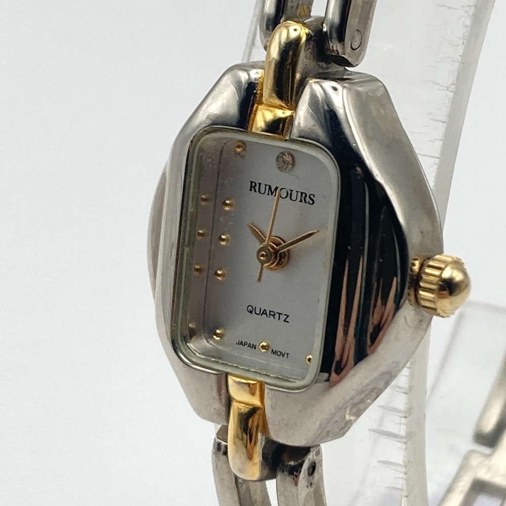 Vintage Rumours Womens Watch 19mm Gold Silver Two Tone Rectangle New Battery 7"